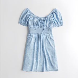 Hollister blue puff sleeve dress medium